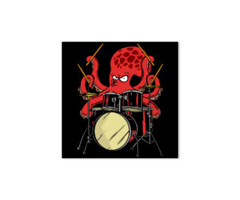 Schlagzeuger Oktopus Comic Wandbild