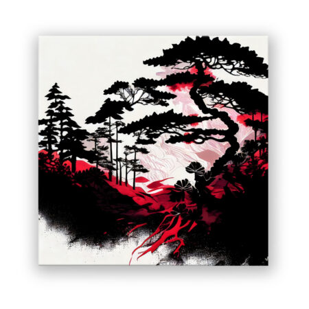 Simple japanische Kunst in Rot und Schwarz 8 Abstrakte Kunst Wandbild