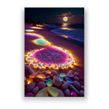 Leuchtender Strand mit bunten Steinen 7 Abstrakte Kunst Wandbild