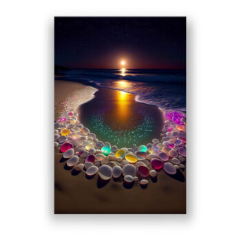 Leuchtender Strand mit bunten Steinen 3 Abstrakte Kunst Wandbild