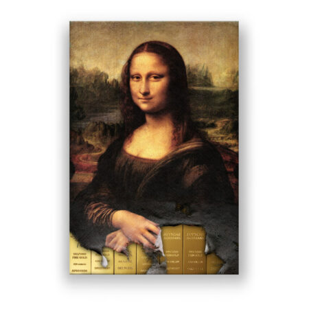 Mona Lisa Gold- Leonardo da Vinci renaissance woman art Abstrakte Kunst Wandbild