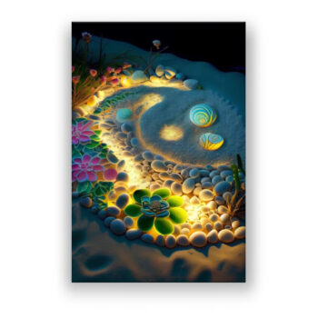 Leuchtender Strand mit bunten Steinen 6 Abstrakte Kunst Wandbild