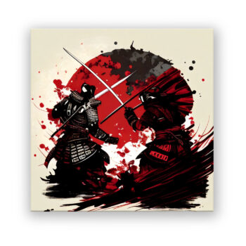 Simple japanische Kunst in Rot und Schwarz 2 Comic Wandbild