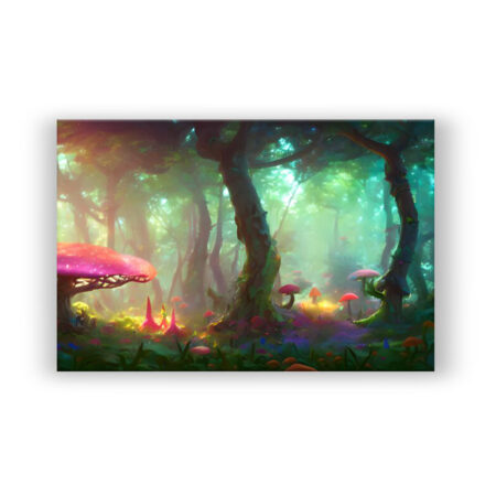 Leuchtende Waldpilze Fantasie Wandbild