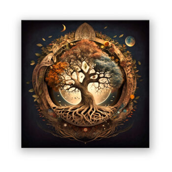Baum der vier Leben Fantasie Wandbild