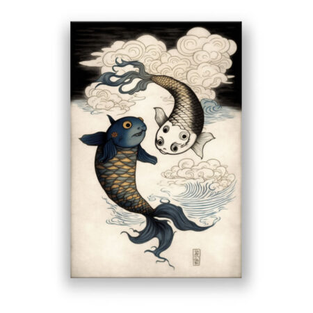 Japanische Kunst : YinYang Koi-Art Japanisch & Asiatisch Wandbild
