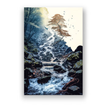Japanische Kunst : Der Wasserfall Japanisch & Asiatisch Wandbild