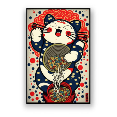 Japanische Kunst : Die Nudelkatze 3 Japanisch & Asiatisch Wandbild