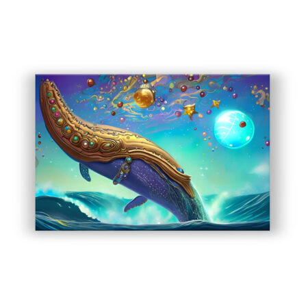 Goldener Blauwal Fantasie Wandbild