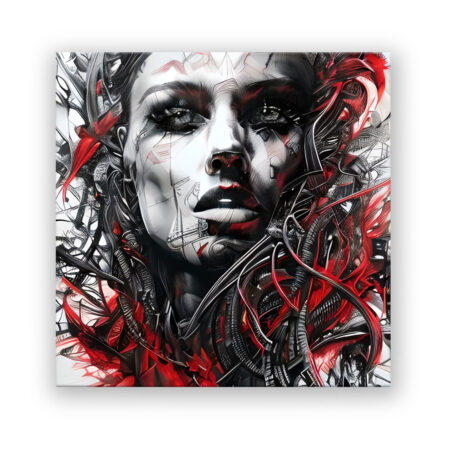 Biomechanical Transform Woman red-black Modern Art Wandbild