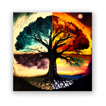 vier Jahreszeiten Baum Modern Art Wandbild