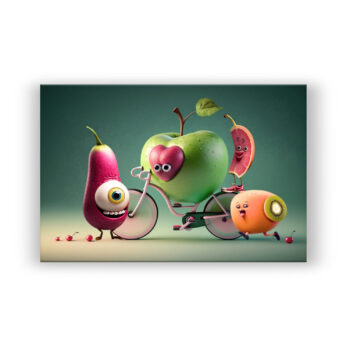 Vier fruchtige Freunde Comic Wandbild