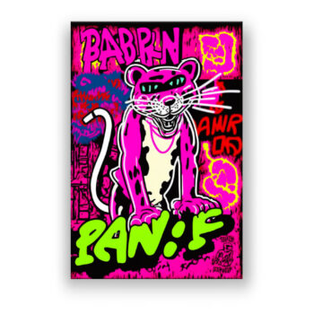 Pink Power – Der unvergessliche Panther im Popart-Stil Comic Wandbild