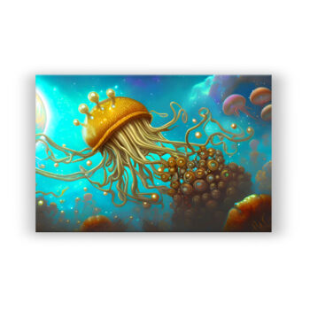 Goldene Perlenqualle Fantasie Wandbild