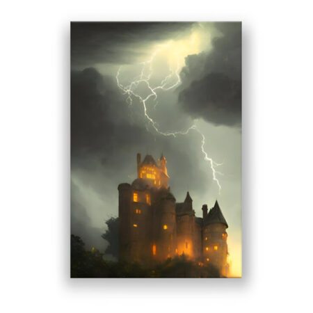 Gewitter über einer Burg Fantasie Wandbild