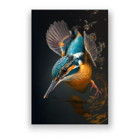 Wasserflug des Eisvogels Minimalistische Kunst Wandbild