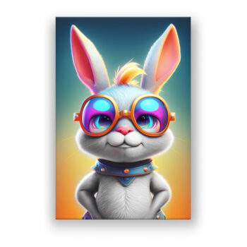 Funny nerd bunny Comic Wandbild