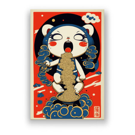 Japanische Kunst : Die Nudelkatze Japanisch & Asiatisch Wandbild