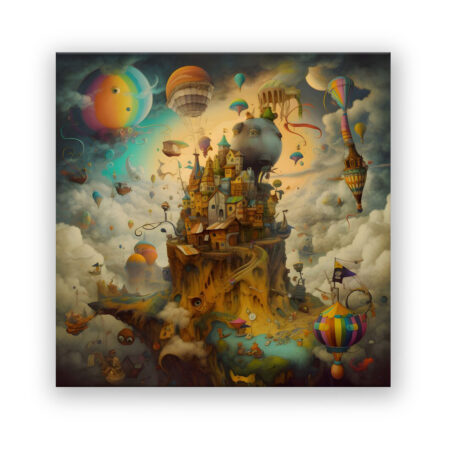 Ballon-Stadt über den Wolken Fantasie Wandbild
