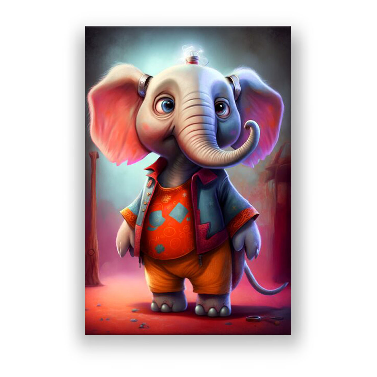 Funny Baby Elephant Comic Wandbild