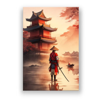 Samurai im Morgenlicht Abstrakte Kunst Wandbild