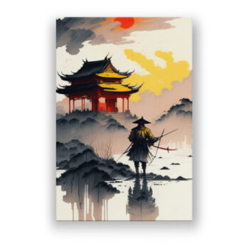 Samurai am Ufer Abstrakte Kunst Wandbild
