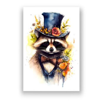 Gentleman Waschbär Malerei Wandbild