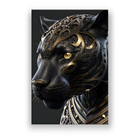 Black Golden Panther No2 Surrealismus Wandbild