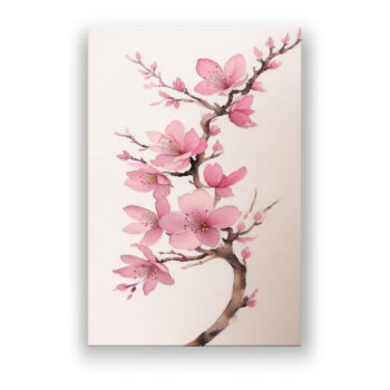 Anmutige Kirschblüte in Aquarell-Umriss Japanisch & Asiatisch Wandbild