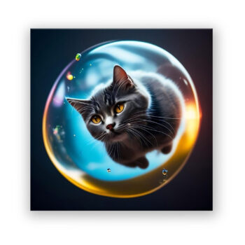 Katze in einem Ballon Fantasie Wandbild