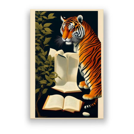 Tiger liest ein Buch 2 Comic Wandbild