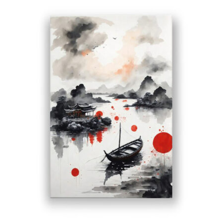 Ink Islands Chinese Painting Style Abstrakte Kunst Wandbild