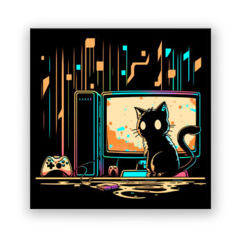 Gaming Katze Comic Wandbild