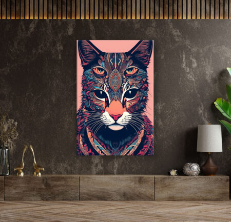 Aztec Four-eyed Cat Abstrakte Kunst Wandbild