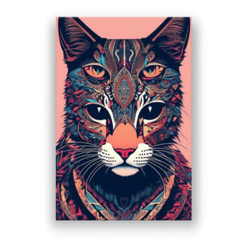 Aztec Four-eyed Cat Abstrakte Kunst Wandbild