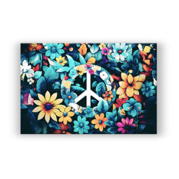 Peace Symbol mit Blumen Abstrakte Kunst Wandbild
