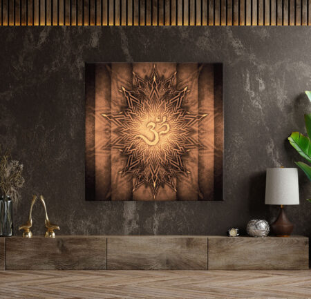 Goldenes Om Mandala Abstrakte Kunst Wandbild