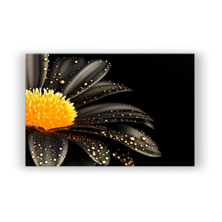 Golden Black Flower Minimalistische Kunst Wandbild