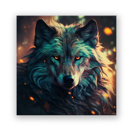 Portrait of a Wolf with fire particles Fantasie Wandbild