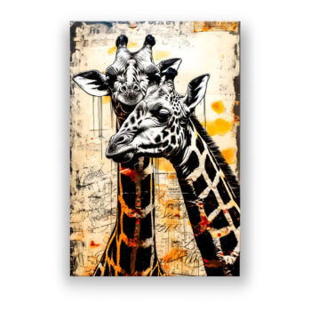 Giraffe Vintage Schwarz Weiß Wandbild