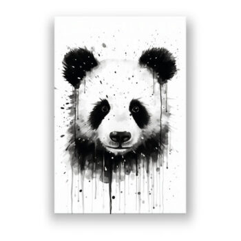 Panda Portrait Schwarz Weiß Wandbild