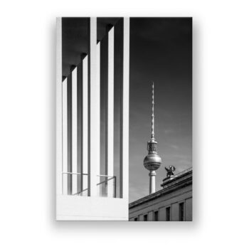 BERLIN Fernsehturm & Museumsinsel | Monochrom Fotografie Wandbild