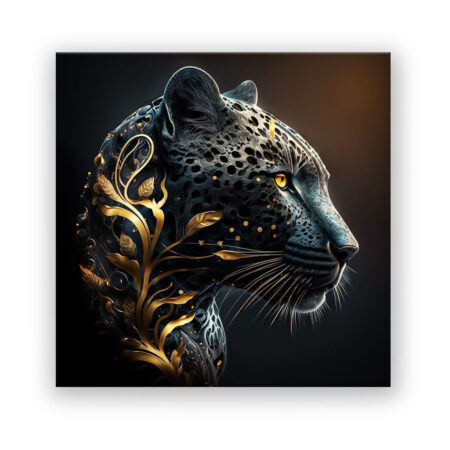 Black Golden Panther No1 Fantasie Wandbild