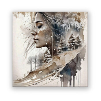 Beautiful Woman in a Winter Wonderland Landschaft Wandbild