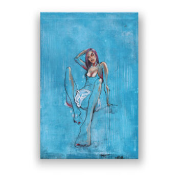 Sitzende Frau in Blau Human Art Wandbild