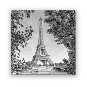 PARIS Eiffelturm & Seine | Monochrom Fotografie Wandbild