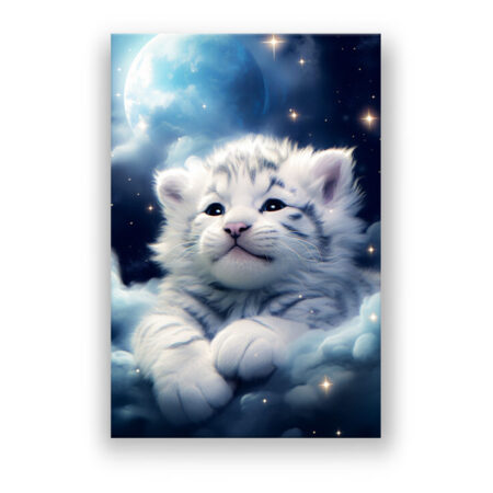 Sleepy White Tiger Cub V1 Fantasie Wandbild