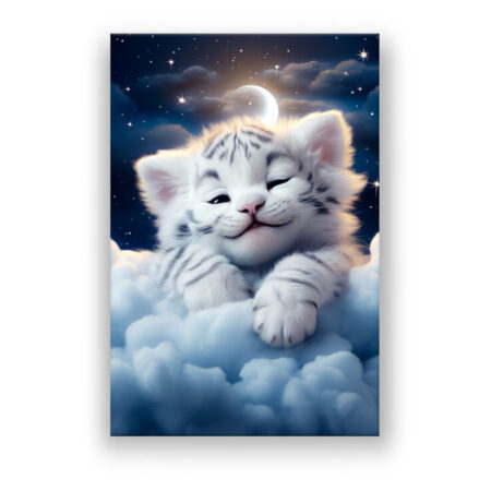 Sleepy White Tiger Cub V2 Fantasie Wandbild