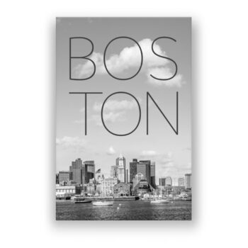 BOSTON Skyline North End & Financial District | Text & Skyline Fotografie Wandbild