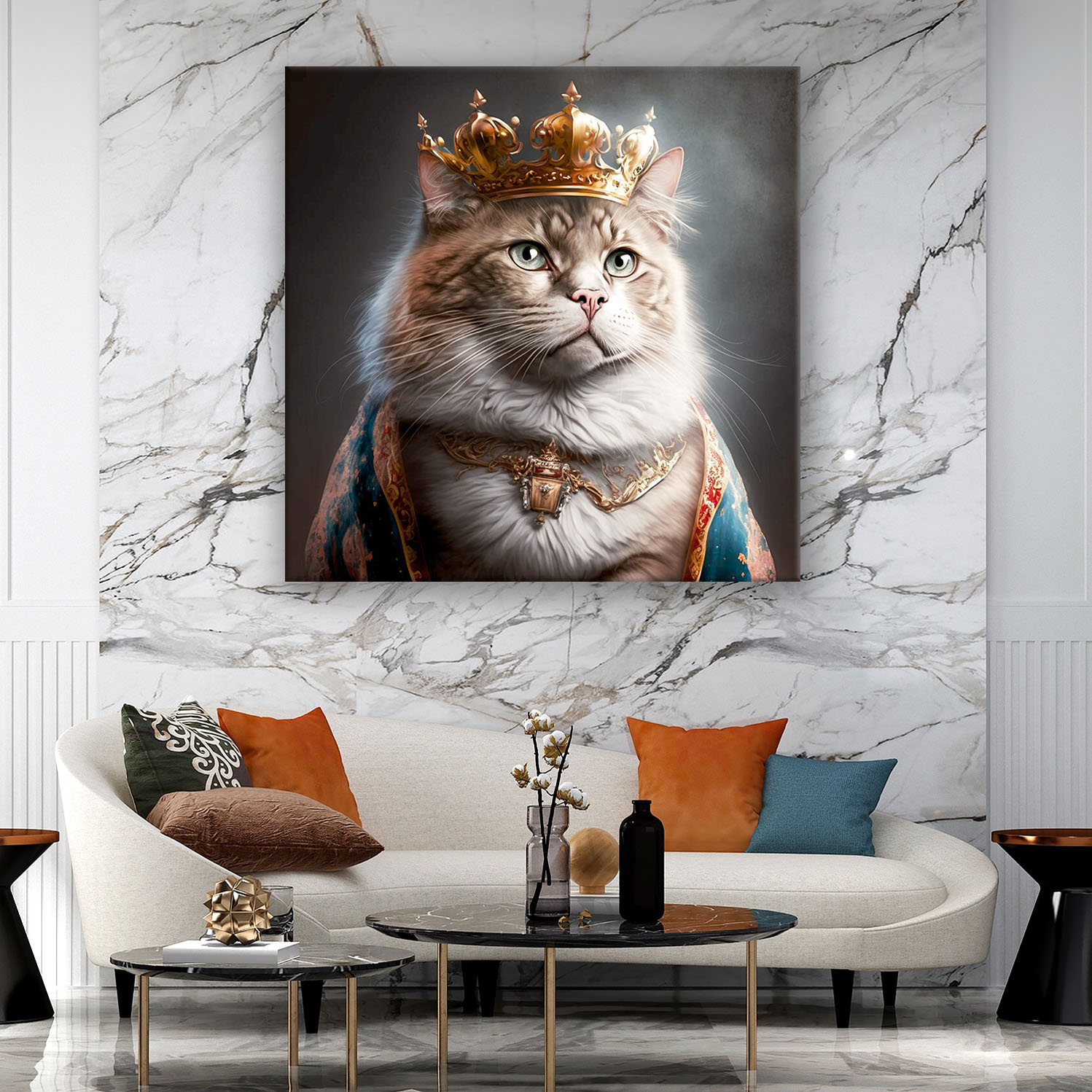 Katzenkönigin Portrait Wandbild